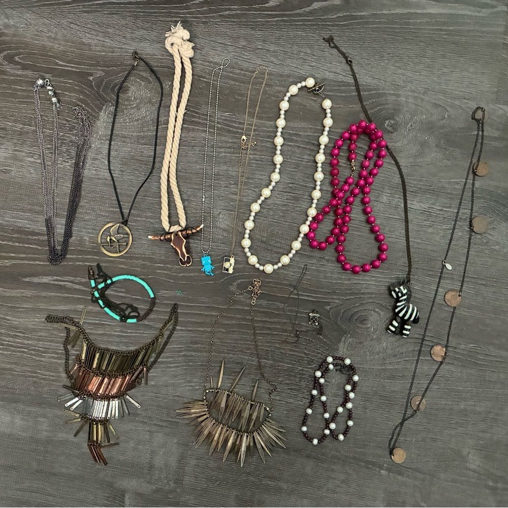 2010s Assorted Necklace Bundle Beads Bibs Charms Boho Y2K